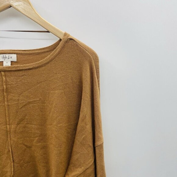 Style & Co Womens Plus Size 3X Front-Seam Tunic Sweater in Caramel Kiss $59 SW3 - Picture 3 of 7